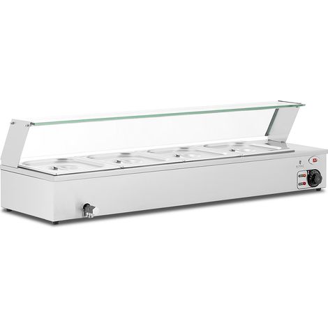 Calientaplatos baño maría display baño maría baño maría profesional 2.000 vatios 4 x GN 1/2 grifo desagüe 140004223 (1/5)