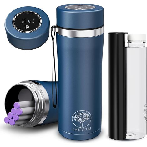 48H Pochette Isotherme Insuline, 2-8 °C, Trousse Isotherme Medicament Diabétique de Voyage TSA- Alarme Température & Affichage, Anti-Chocs, Recharge USB-C (Bleu) (1/5)