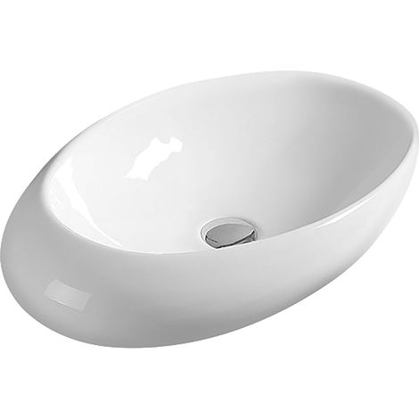 Oval Ceramic Countertop Vessel without Overflow - 490mm
