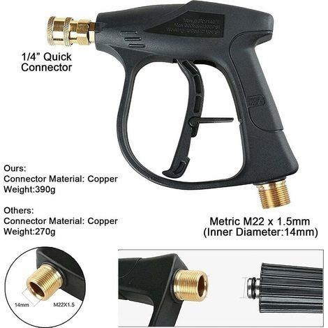 Hochdruck-Schaumkanone, 1-Liter-Schaumlanze mit verstellbarem 1/4"-Schnellverschluss, Seifenspenderflasche mit 5 Düsen und Schaumlanzenpistole für die Autowäsche (1/4)