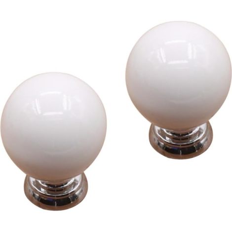 Boutons de meuble ronds en céramique Healeved (lot 2) pour armoires et tiroirs cuisine, blancs, avec