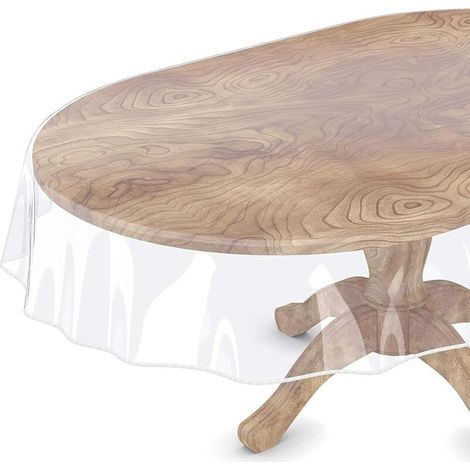 Nappe de protection de table ovale transparente en vinyle imperméable – 152,4 x 228,6 cm – Bord de verrouillage pour 4 à 6 places
