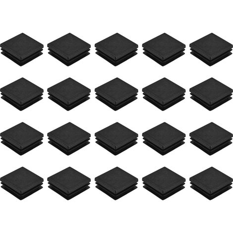 24 Pièces Bouchons Carrés en Plastique, 38mm x 38mm x 16mm Hauteur pour 32-36mm Tuyau Pied de Chaise Bouchons Embouts Carrés d'extrémité de Protection en PE pour Tables, Noir (1/5)