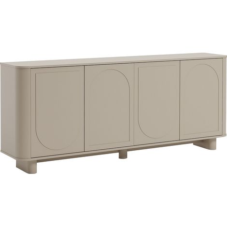 Vente-Unique – Buffet taupe 4 portes en MDF mélaminé – Longueur 200 cm, Hauteur 85 cm, Profondeur 40 cm – Mécanisme push to open