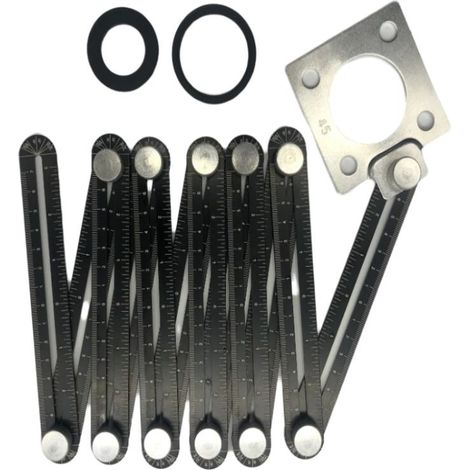 Règle de mesure multi-angles en alliage 12 côtés Outil de mesure 12 côtés Règle de pliage Règle de brique Carrelage Outils de positionnement d'angle en bois (1/4)