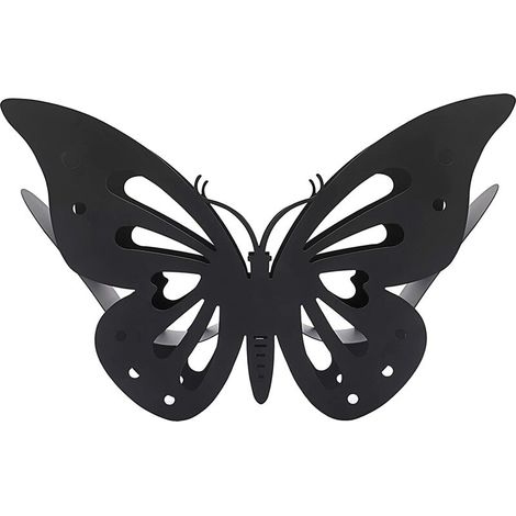 Portarrollos de papel higiénico de metal con diseño de mariposa, organizador de papel para baño (negro)