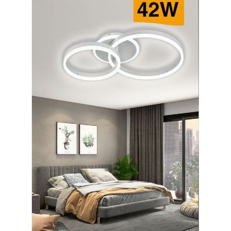 Trade Shop - Plafoniera Led 42 W Lampadario C35 Bianco Moderno Cerchi Luce 4000k 6500k 3000k -