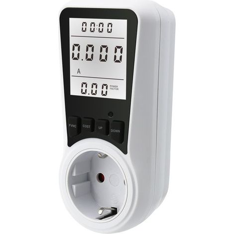 (Lumière blanche) Compteur d'énergie électrique à prise wattmètre, 7 modes de surveillance avec écran LCD rétroéclairé, mesure de la consommation d'énergie et économie d'énergie (1/5)