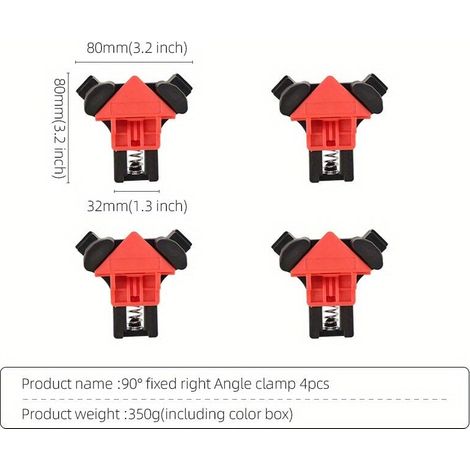 4pcs 90 Degrés Pinces D'angle Menuiserie Coin Clip, Pince D'angle Fixer Clip Outil Avec Outils à Main Réglables (1/4)