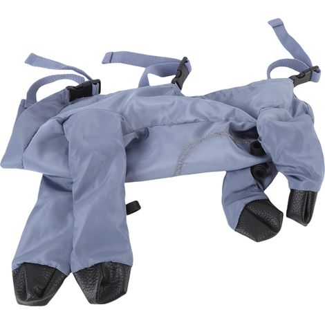 Pantalon imperméable pour chien avec bottes intégrées, en tissu à mémoire de forme respirant, protège-pattes idéal pour les promenades et courses en extérieur par temps de pluie. Taille L. (1/5)
