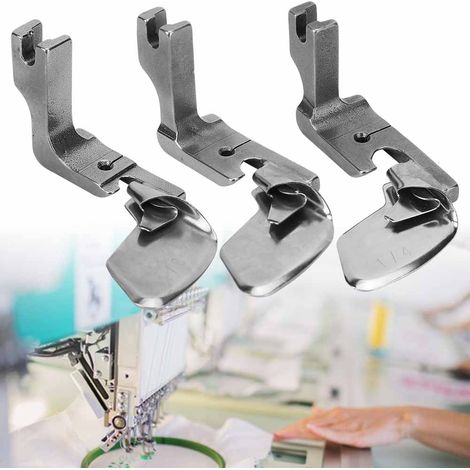 Jeu de 3 pieds-de-biche en acier (1/8", 3/16", 1/4" pouce) pour machines à coudre à plat à une aiguille (1/5)