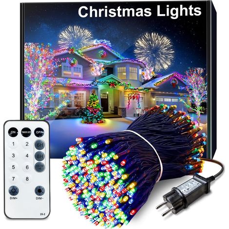 35M Guirlande Lumineuse de Noël, 300 LED Lumières de Noël Intérieur et Extérieure Électrique 8 Modes Etanche Guirlande Décorative pour Maison Sapin Fenêtre Fête Mariage Patio, Blanc Chaud (1/5)