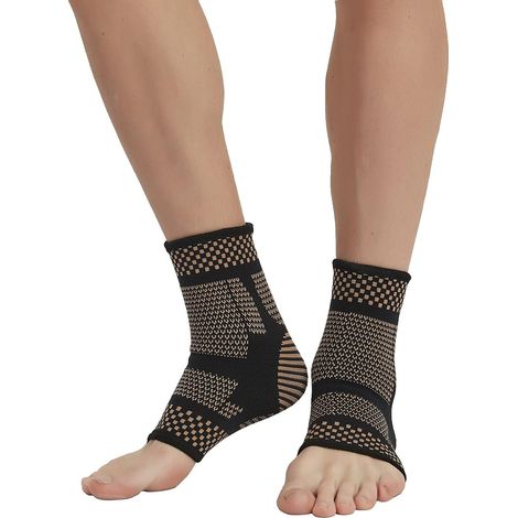 Attelle De Cheville - Compression Ergonomique En Fibre À Ions De Cuivre - Pour Soutien Post-Entorse Et Activités Quotidiennes - 1 Paire (1/5)