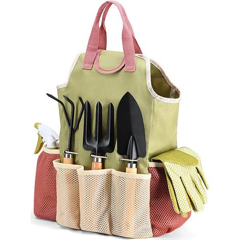 10 herramientas de jardinería, acero resistente, mangos ergonómicos, bolsa de almacenamiento, kit completo para jardinería doméstica.