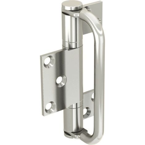 Edelstahl-Scharnier 3-flügelig mit Griff, zum Anschrauben, mit Stift 10 mm 112,4 x 68 mm
