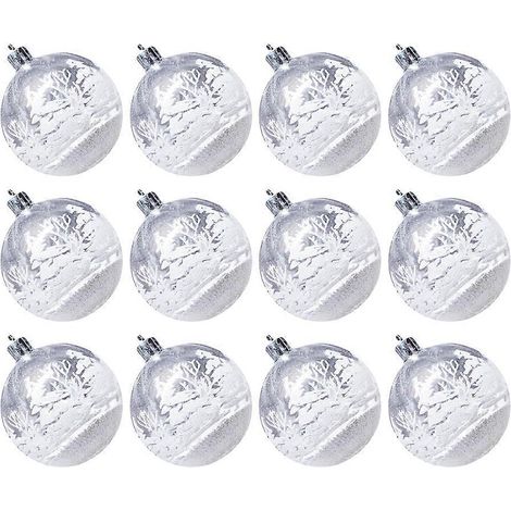 Lot de 12 boules de Noël suspendues de 6 cm, transparentes, pour décorations et cadeaux de fête.-6X6X6cm (1/2)