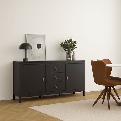 Dmora - Credenza Whitney, Buffet da soggiorno, Madia da salotto, Dispensa da cucina, 151x38 h80 cm, Nero (1/5)