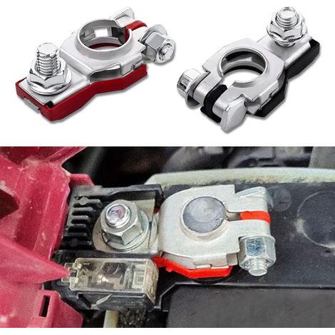 2 connecteurs de bornes de batterie, bornes de câble de batterie automatiques positive et négative, fond en plastique, 243407F000 243407F001 Pièces automobiles Nissan (2 pièces)