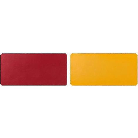 Alfombrilla de escritorio de doble cara, impermeable, de cuero sintético, para oficina, con alfombrilla para ratón, funda para escritorio y alfombrilla de escritura (100 x 50 cm, rojo y amarillo).
