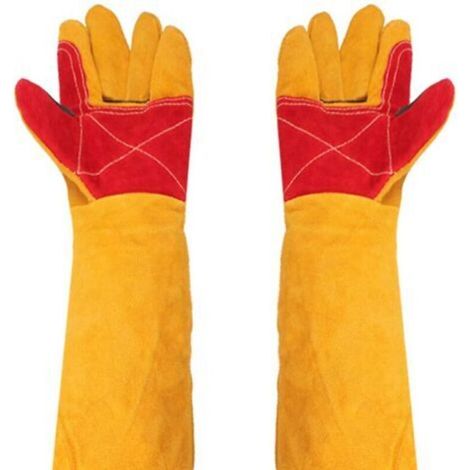 Leather Welder Gloves Extra Long Sleeves 24" Heat Resistant Protection for Welding, BBQ and Gardening (1/5)