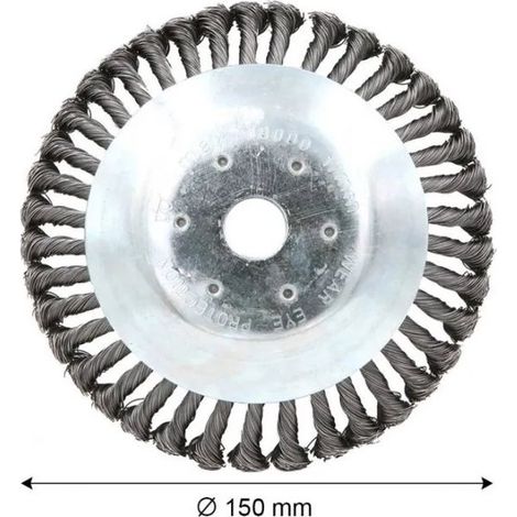 Brosse à désherber en acier pour débroussailleuse  Brosse en acier de 150 mm  Trou de fixation de l'arbre : 25,4 mm  Brosse à désherber - Brosse articulée - Pour débroussailleuse
