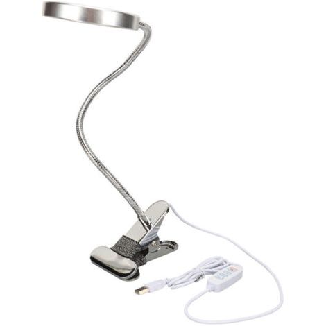 Lampe de bureau loupe LED flexible, 3 modes de couleur, 500LX, réglable et orientable, protection des yeux, avec pince.