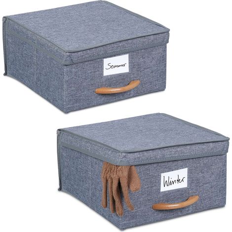 Cajas de almacenamiento de tela con tapa, juego de 2, plegables