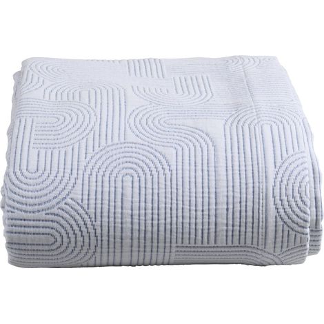 Jeté de lit en coton indigo 180 x 260 cm, couvre-lit souple à motifs géométriques - PANGIVO