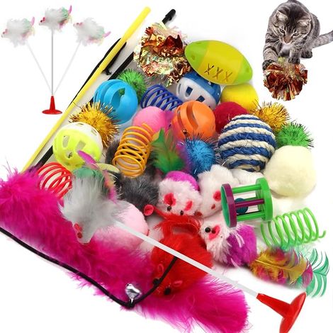 Cat Toys - Balls, Feathers, Mice, Crinkle Balls, Catnip Toys for Indoor Kittens (1/5)
