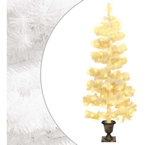 Arbre de Noël hélicoïdal pré-éclairé avec pot blanc-Décoration de Fête pour Noël 120 cm PVC 822526 (1/5)
