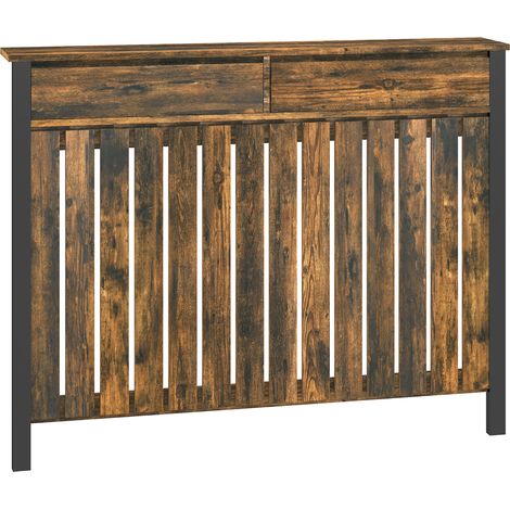 93 x 119cm Rustic-Look Radiator Cover - Brown/Black
