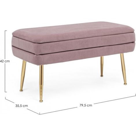 Panca contenitore in velluto "Pavlina" gambe in acciaio per camera da letto -Mauve (1/5)