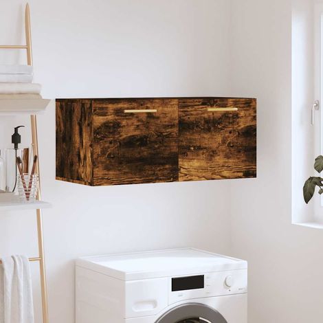vidaXL Armario de pared madera ingeniería roble ahumado 80x36,5x35 cm (1/5)