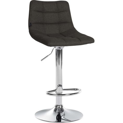 Sgabello da bar moderno x1 in tessuto trapuntato grigio scuro con base a tromba in metallo cromato 100005653