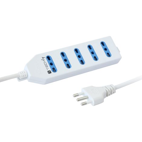 TECHLY Multipresa italiana 5 uscite  2P+T 16A Bipasso Sezione cavo: 1.0 mm2 (1/5)