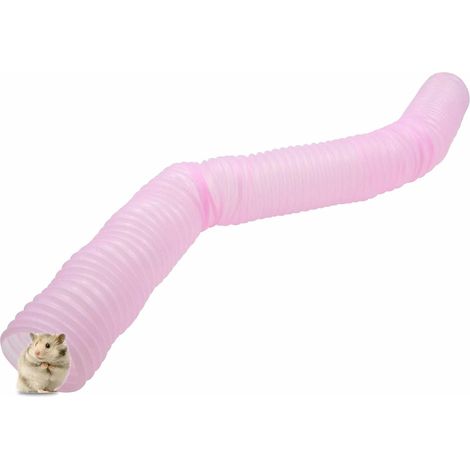 Hamster Tunnel Tubes Small Animal - Expandable Exercise Tube for Pets Extension Foldable Mink Guinea Pig Marmot Hedgehog Chinchilla Rats and Dwarf Rabbits, Pink (1/5)
