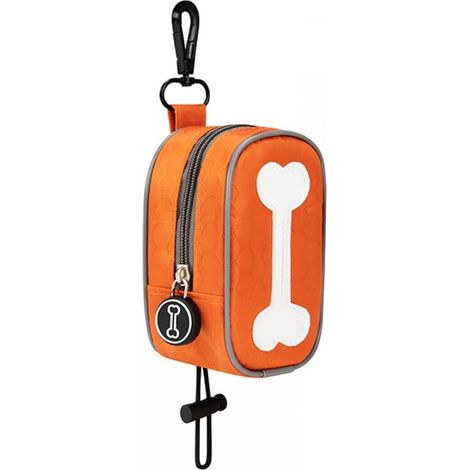 Porte-sacs à déjections canines, avec fermeture éclair, pour les promenades et les courses (sacs non inclus), orange-AquaForge