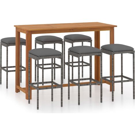 Maison Exclusive - 7-tlg. Gartenbar-Set mit Kissen Grau