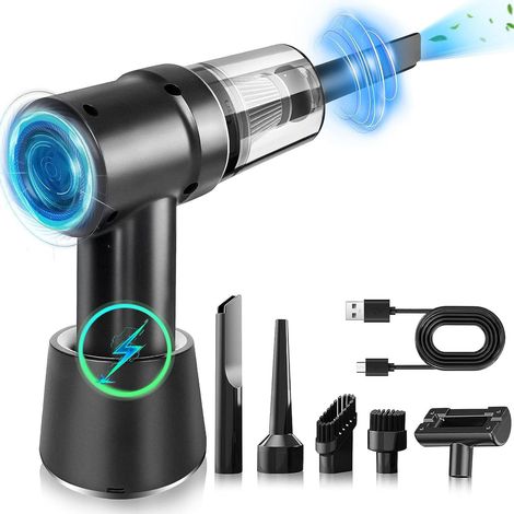 Compressed Air Cleaner for PC, 3-in-1 Electric Air Duster Rechargeable Cordless Vacuum Cleaner with Keyboard Cleaner Kit for Laptop, Electronics, Home Cleaning (1/5)