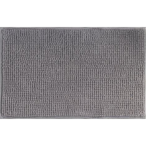 Tapis de bain antidérapant (1 pièce), utilisable en ensemble, lavable en chenille, pour douche, baignoire ou toilettes, gris clair, 40 x 60 cm (1/4)