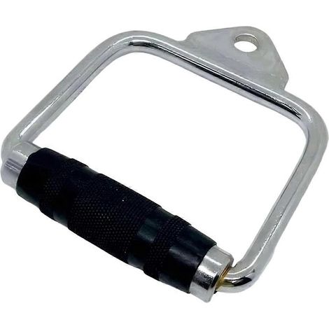 Poignée en acier pour machine à poulie basse avec revêtement en caoutchouc antidérapant pour barres de musculation (exercices triceps et haltérophilie). (1/5)