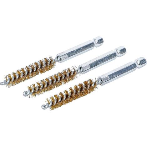 Brosse en Laiton 3 pcs - 9 mm D., 6,3 mm (1/4) - Nettoyage et Finition Précise, Zones Difficiles - D-Work