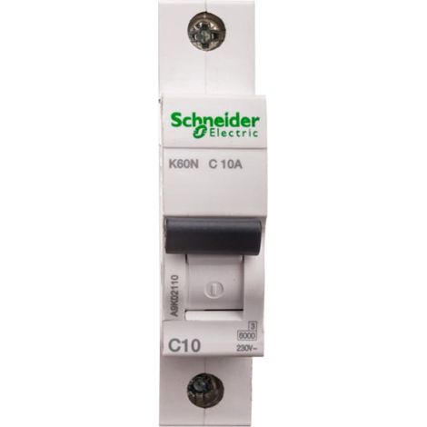 Interruptor automático 1P C 10A 6kA CA K60N Acti9 A9K02110