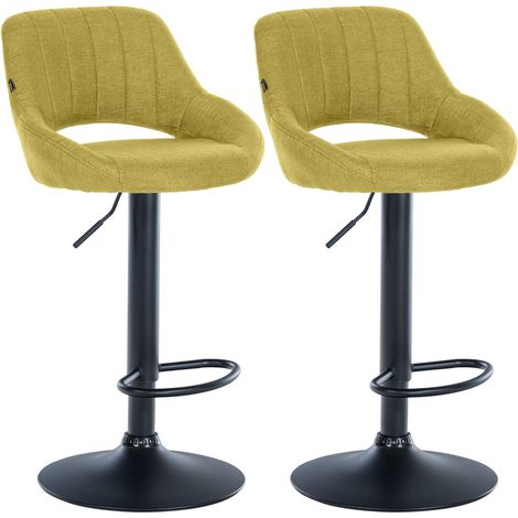 Set di 2 sgabelli da bar regolabili in tessuto verde con schienale traforato e base in metallo nero 100006540