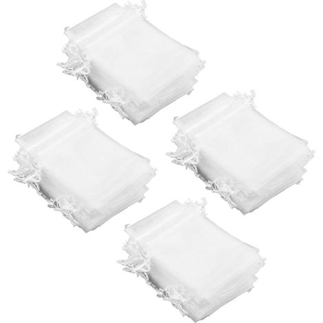 200 Sachets en Organza Blanc 10x15cm avec Ruban pour Emballage Cadeau, Fête, Mariage et Accessoires (1/5)