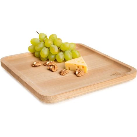 VILDE Assiette décorative bambou carrée 14x14 cm - Résistant à l'humidité - Bois naturel (1/5)