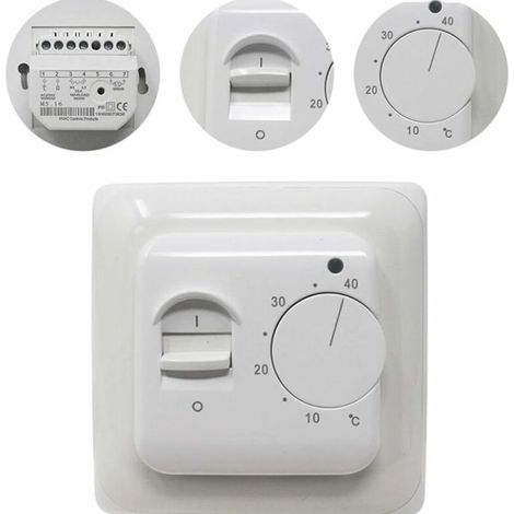 Termostato ambiente manuale per riscaldamento elettrico a pavimento con sonda AC 220V 16A, regolatore termostato meccanico per riscaldamento a pavimento (1/3)