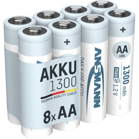 ANSMANN Akku AA 1,2V 1300mAh, Wiederaufladbare NiMH Batterie, 8 Stück (1/5)