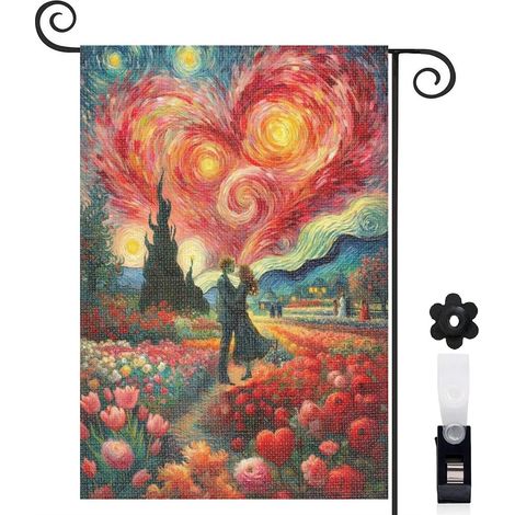 Drapeau de jardin vertical décoration pour maison de campagne toile lavable double face 30 x 45 cm pour porche et cour (1/5)