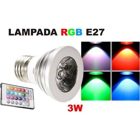 Ampoule Spot Led E27 3w 220v Rgb Multicolore Avec Télécommande